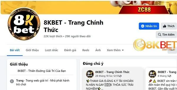 Facebook 8kbet chính thức